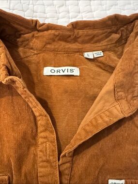 Orvis Corduroy Button-Up Popover Shirt in Brown Size L Worn Once